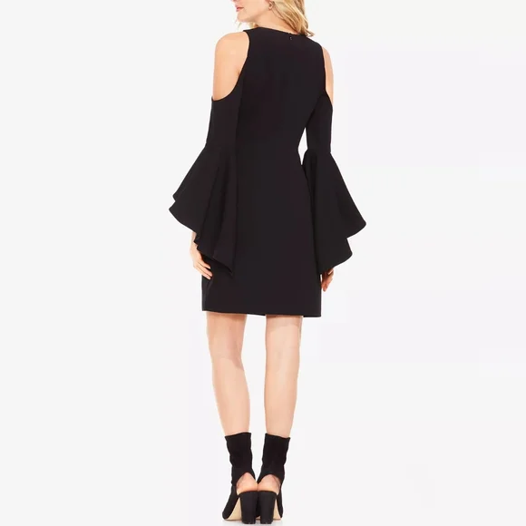 🆕 Vince Camuto Black Cold Shoulder Bell Sleeve Whimsigoth witchy Dress (XS) - Picture 2 of 10